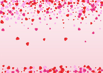 Fototapeta na wymiar Tender Confetti Background Pink Vector. Folded Pattern Heart. Red Drop Illustration. Fond Heart Rain Frame. Violet Party Backdrop.