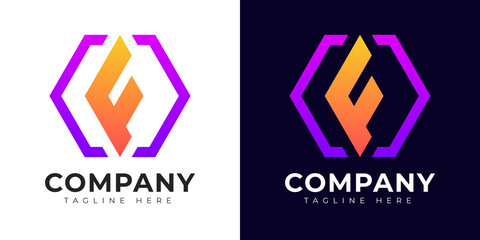 Modern gradient style initial letter f logo design template