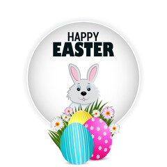 Happy easter day celebration greeting card with creative colorful easter egg