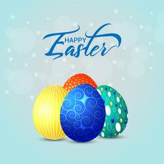 Happy easter day celebration greeting card with creative colorful easter egg