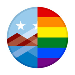 Naklejka premium round icon with peoria rainbow flags. vector illustration isolated on white background