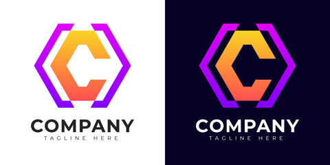 Modern gradient style initial letter c logo design template