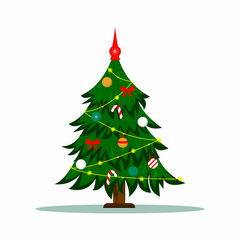 Christmas tree on white background.  Isolated vector illustration