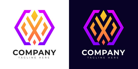 Modern gradient style initial letter x logo design template