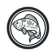 big bass fish logo on a white background
