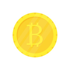 Bitcoin golden coin symbol. Business pay concept. Crypto currency sign. Virtual money. Vector isolated on white