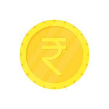 Indian rupee coin icon. INR money golden symbol. Business pay concept. Vector isolated on white
