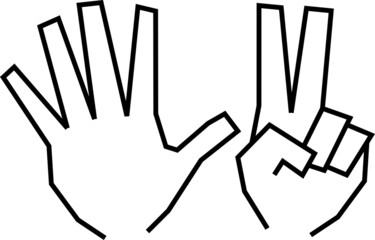 角張った手のでつくるハンドサイン　数の表現素材