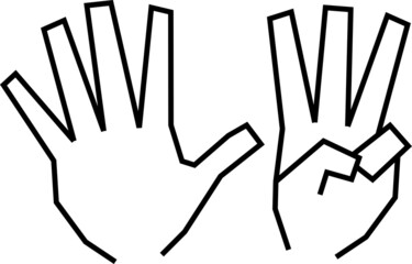 角張った手のでつくるハンドサイン　数の表現素材
