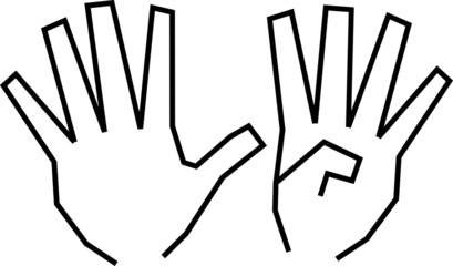 角張った手のでつくるハンドサイン　数の表現素材