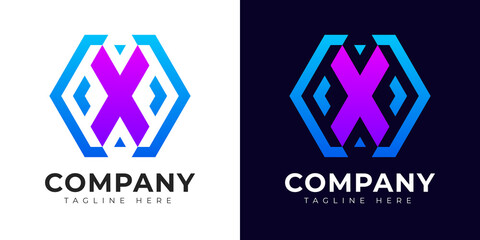 Modern gradient style initial letter x logo design template