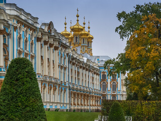 The Catherine Palace, a Rococo palace in Tsarskoye Selo. Sightseeing in St. Petersburg