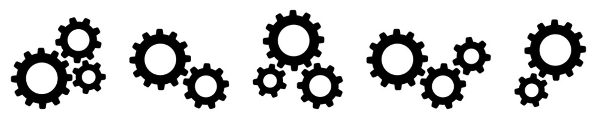 Set of gears icons. Setting gears icon, cogwheel group. Settings. Vector illustration.