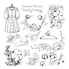 cotton sewing sketch pencil line dress hanger set handmade eco-friendly natural linen fabric waste-free clothing natural production