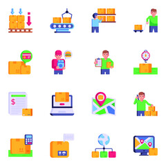 Logistics Services Flat Icons Collection

