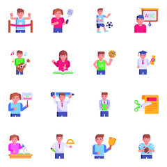 Pack of Learning and Sports Flat Icons 