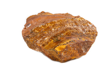 Macro mineral stone Tiger's eye in the breed on a white background