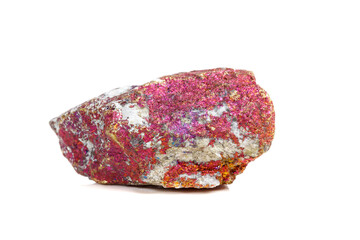 Macro mineral stone Chalcopyrite in the rock on a white background