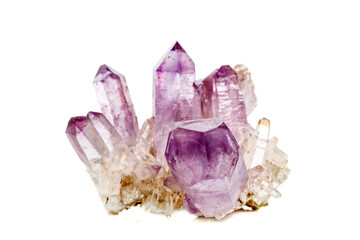 Amethyst Crystal Druse  macro mineral on white background