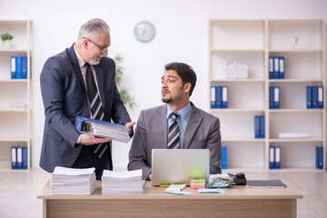 Two male employees in bullying concept