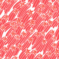 Vector seamless pattern with hand drawn stars, vector illustration