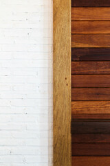 A wooden sliding door in a cafe.