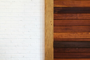 A wooden sliding door in a cafe.