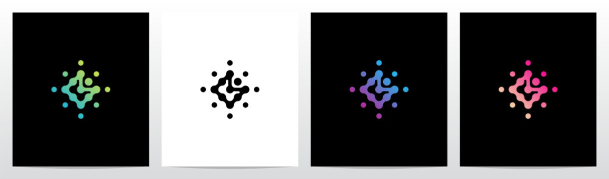 Connection Dots Rotate Letter Logo Design B