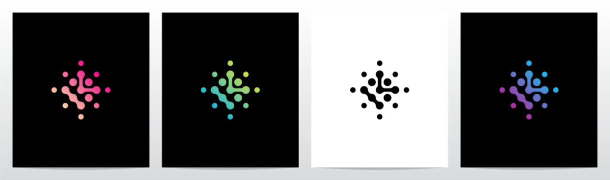 Connection Dots Rotate Letter Logo Design K