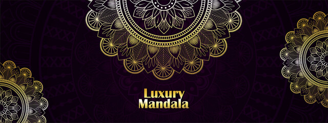 Golden luxury mandala background and banner