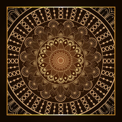 Mandal background with golden mandala