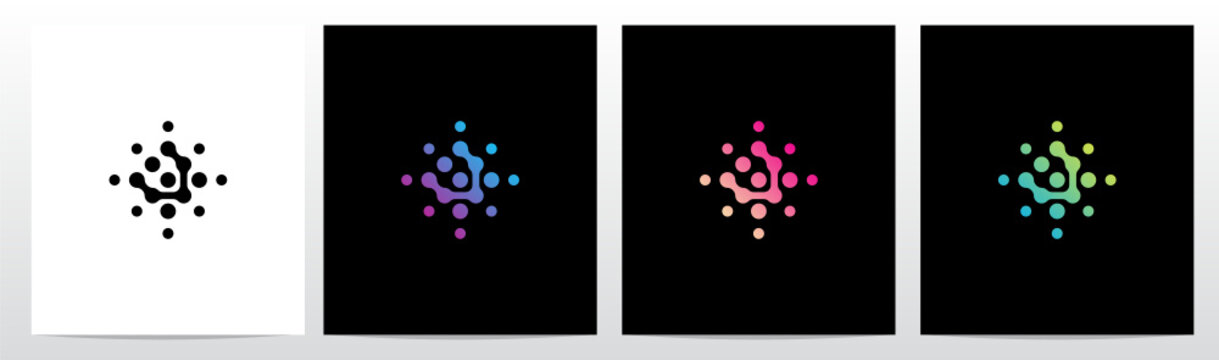 Connection Dots Rotate Letter Logo Design V