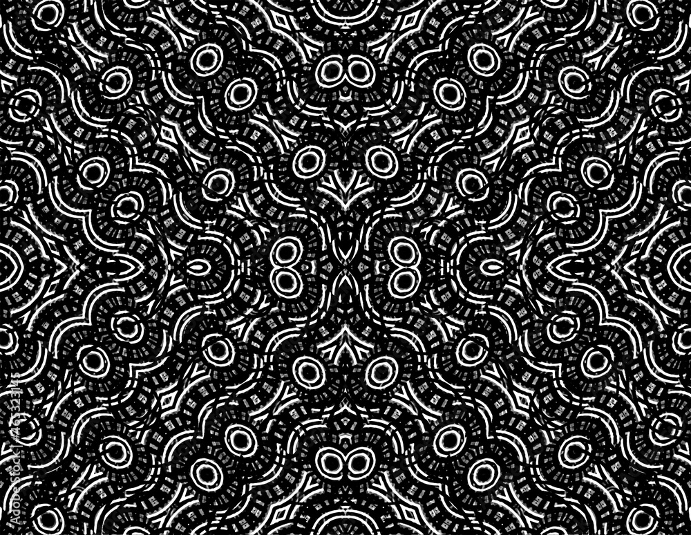 Wall mural black and white modern ornate pattern