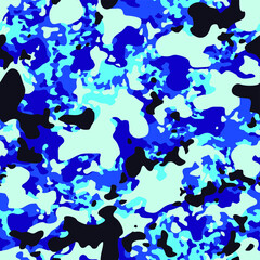 Camouflage texture seamless pattern. Abstract modern military background of colorful spots. Fabric and fashion print template. Vector background.