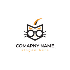 Cute cat pet shop logo design