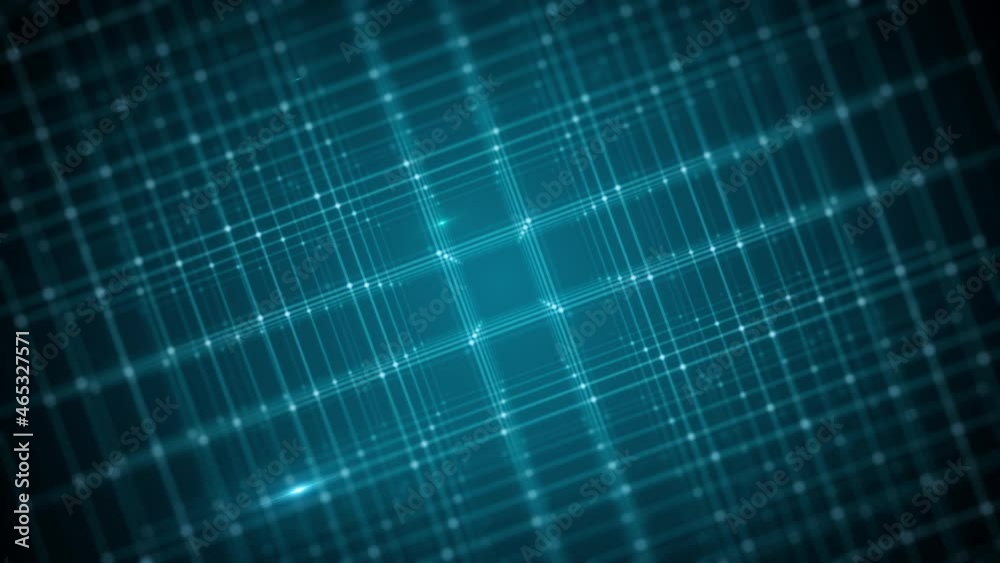 Poster Abstract Technology Background With Grid Data Zooming In Loop/ 4k animation of an abstract minimal technology background with data grid and lines and outlined cube zooming in seamless looping