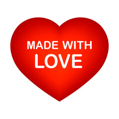 Made with love icon. Red heart