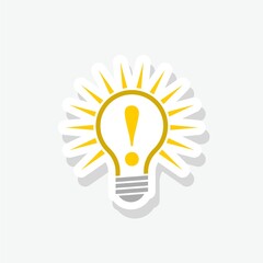 Bulb with rays and exclamation sign sticker