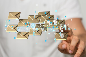 flying email icon and web flying