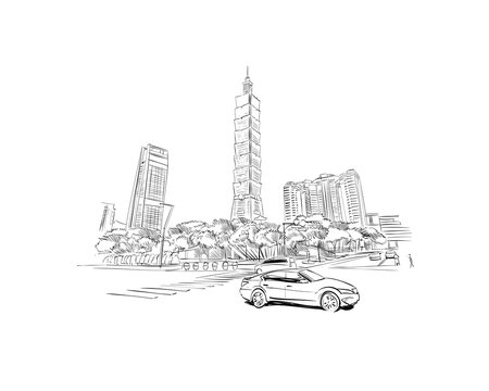 recommend clip art: Taipei. Taiwan. Urban sketch. Hand drawn city, vector illustration.