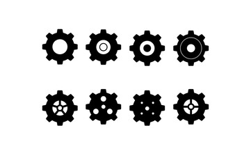 Setting gears icon. Cogwheel group.Gear set. Black gear wheel icons on white background - stock vector.