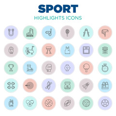 Instagram highlight cover icons isolated on white background. Sports symbol modern, simple, vectors for website design or mobile app. Vector Illustration