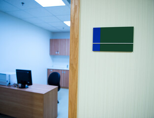 interior of doctor's working place in hospital.
