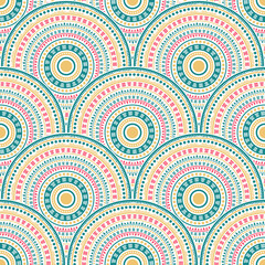 Materiał do szycia Ethnic circle shapes seamless geometric pattern.
