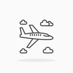 Airplane icon. Editable Stroke and pixel perfect, outline style. Vector illustration. Enjoy this icon for your project.