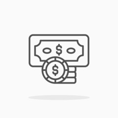 Money icon. Editable Stroke and pixel perfect, outline style. Vector illustration. Enjoy this icon for your project.