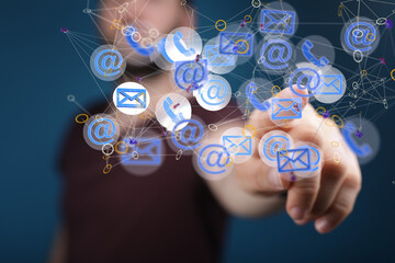 holding letter icon,email icons .Contact us by newsletter email and protect your personal information from spam mail. Customer service call center contact us.