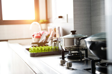 A clean modern kitchen in a modern home