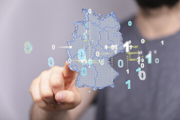 germany map digital in hand 3d