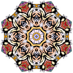 Colorful cute Mandalas. Decorative unusual round ornaments.
